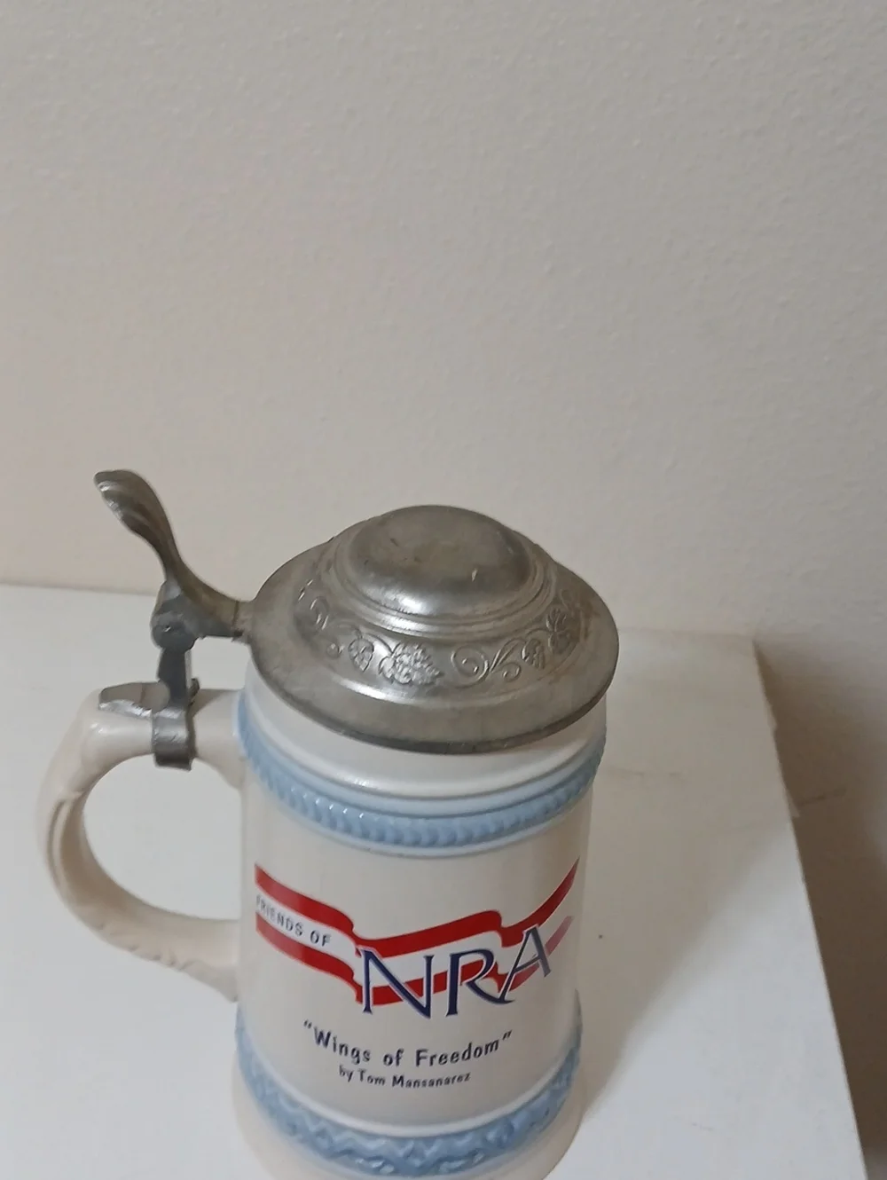 Wings Of Freedom NRA Ceramic Beer Stein Patriotic Bald Eagle